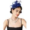 imageSWEETV Tulle Fascinators for Women Tea Party Hats for Kentucky Fascinators Derby Cocktail Wedding Fancy Dress PartyNavy Blue