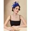 imageSWEETV Tulle Fascinators for Women Tea Party Hats for Kentucky Fascinators Derby Cocktail Wedding Fancy Dress PartyNavy Blue
