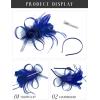 imageSWEETV Tulle Fascinators for Women Tea Party Hats for Kentucky Fascinators Derby Cocktail Wedding Fancy Dress PartyNavy Blue