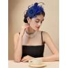 imageSWEETV Tulle Fascinators for Women Tea Party Hats for Kentucky Fascinators Derby Cocktail Wedding Fancy Dress PartyNavy Blue