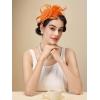 imageSWEETV Tulle Fascinators for Women Tea Party Hats for Kentucky Fascinators Derby Cocktail Wedding Fancy Dress PartyOrange