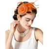 imageSWEETV Tulle Fascinators for Women Tea Party Hats for Kentucky Fascinators Derby Cocktail Wedding Fancy Dress PartyOrange