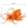 imageSWEETV Tulle Fascinators for Women Tea Party Hats for Kentucky Fascinators Derby Cocktail Wedding Fancy Dress PartyOrange