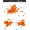 imageSWEETV Tulle Fascinators for Women Tea Party Hats for Kentucky Fascinators Derby Cocktail Wedding Fancy Dress PartyOrange