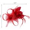 imageSWEETV Tulle Fascinators for Women Tea Party Hats for Kentucky Fascinators Derby Cocktail Wedding Fancy Dress PartyRed