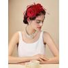 imageSWEETV Tulle Fascinators for Women Tea Party Hats for Kentucky Fascinators Derby Cocktail Wedding Fancy Dress PartyRed