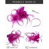 imageSWEETV Tulle Fascinators for Women Tea Party Hats for Kentucky Fascinators Derby Cocktail Wedding Fancy Dress PartyRose Red