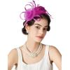 imageSWEETV Tulle Fascinators for Women Tea Party Hats for Kentucky Fascinators Derby Cocktail Wedding Fancy Dress PartyRose Red