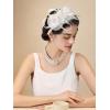 imageSWEETV Tulle Fascinators for Women Tea Party Hats for Kentucky Fascinators Derby Cocktail Wedding Fancy Dress PartyWhite
