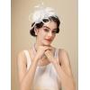 imageSWEETV Tulle Fascinators for Women Tea Party Hats for Kentucky Fascinators Derby Cocktail Wedding Fancy Dress PartyWhite