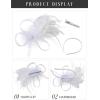 imageSWEETV Tulle Fascinators for Women Tea Party Hats for Kentucky Fascinators Derby Cocktail Wedding Fancy Dress PartyWhite