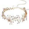 imageSWEETV Bridal Headband Wedding Headpiece for Bride Hair Accessories for Wedding Hair Pieces Crystal Pearl Hair Vine GoldGold