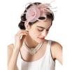 imageSWEETV Tulle Fascinators for Women Tea Party Hats for Kentucky Fascinators Derby Cocktail Wedding Fancy Dress PartyPink