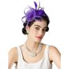 imageSWEETV Tulle Fascinators for Women Tea Party Hats for Kentucky Fascinators Derby Cocktail Wedding Fancy Dress PartyPurple