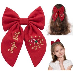 imageChristmas Hair Bows for Girls Women Xmas Hair Bow Clip Red Christmas Tree Hair Accessories Jingle Bell Winter Holiday Hair Barrette for Costume Outfits Party Favors Gifts