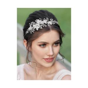 imageSWEETV Handmade Bridal Rhinestone Headpiece for Brides  Silver Hair Accessories with Headbands for Women and GirlsSilver 1