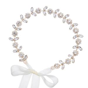 imageSWEETV Rhinestone Bridal Headband Crystal Wedding Headpiece Gold Hair Accessories for Bride Bridesmaid Flower GirlGold