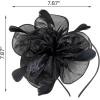 imageSWEETV Fascinators Hats for Women Tea Party Hat and Gloves Set for Kentucky Derby Cocktail Wedding Fancy Dress PartyBlack