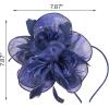 imageSWEETV Fascinators Hats for Women Tea Party Hat and Gloves Set for Kentucky Derby Cocktail Wedding Fancy Dress PartyBlue