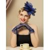 imageSWEETV Fascinators Hats for Women Tea Party Hat and Gloves Set for Kentucky Derby Cocktail Wedding Fancy Dress PartyBlue