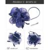 imageSWEETV Fascinators Hats for Women Tea Party Hat and Gloves Set for Kentucky Derby Cocktail Wedding Fancy Dress PartyBlue