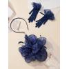 imageSWEETV Fascinators Hats for Women Tea Party Hat and Gloves Set for Kentucky Derby Cocktail Wedding Fancy Dress PartyBlue