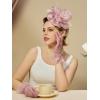 imageSWEETV Fascinators Hats for Women Tea Party Hat and Gloves Set for Kentucky Derby Cocktail Wedding Fancy Dress PartyDusty Pink