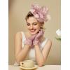 imageSWEETV Fascinators Hats for Women Tea Party Hat and Gloves Set for Kentucky Derby Cocktail Wedding Fancy Dress PartyDusty Pink