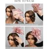 imageSWEETV Fascinators Hats for Women Tea Party Hat and Gloves Set for Kentucky Derby Cocktail Wedding Fancy Dress PartyGold