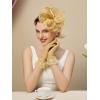 imageSWEETV Fascinators Hats for Women Tea Party Hat and Gloves Set for Kentucky Derby Cocktail Wedding Fancy Dress PartyGold