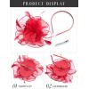 imageSWEETV Fascinators Hats for Women Tea Party Hat and Gloves Set for Kentucky Derby Cocktail Wedding Fancy Dress PartyRed