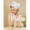 imageSWEETV Fascinators Hats for Women Tea Party Hat and Gloves Set for Kentucky Derby Cocktail Wedding Fancy Dress PartyWhite