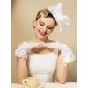 imageSWEETV Fascinators Hats for Women Tea Party Hat and Gloves Set for Kentucky Derby Cocktail Wedding Fancy Dress PartyWhite
