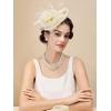imageSWEETV Flower Sinamay Tea Party Fascinators for Women Kentucky Derby Hats for Church Cocktail Wedding Fancy Dress PartyBeige