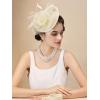 imageSWEETV Flower Sinamay Tea Party Fascinators for Women Kentucky Derby Hats for Church Cocktail Wedding Fancy Dress PartyBeige