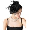 imageSWEETV Flower Sinamay Tea Party Fascinators for Women Kentucky Derby Hats for Church Cocktail Wedding Fancy Dress PartyBlack