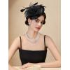 imageSWEETV Flower Sinamay Tea Party Fascinators for Women Kentucky Derby Hats for Church Cocktail Wedding Fancy Dress PartyBlack