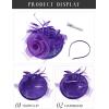 imageSWEETV Flower Sinamay Tea Party Fascinators for Women Kentucky Derby Hats for Church Cocktail Wedding Fancy Dress PartyPurple