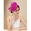 imageSWEETV Flower Sinamay Tea Party Fascinators for Women Kentucky Derby Hats for Church Cocktail Wedding Fancy Dress PartyRose Red
