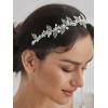 imageSWEETV Pearl Bridal Headband Silver Tiara for Bride Headpiece Crystal Leaf Wedding Hair Accessories Jewelry Tiaras for Women