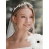 imageSWEETV Pearl Bridal Headband Silver Tiara for Bride Headpiece Crystal Leaf Wedding Hair Accessories Jewelry Tiaras for Women
