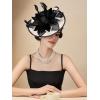 imageSWEETV Sinamay Kentucky Tea Hat Derby Hats Fascinators for Women Tea Party Hats for Church Cocktail Wedding Fancy Dress Party Black