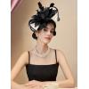 imageSWEETV Sinamay Kentucky Tea Hat Derby Hats Fascinators for Women Tea Party Hats for Church Cocktail Wedding Fancy Dress Party Black