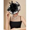 imageSWEETV Sinamay Kentucky Tea Hat Derby Hats Fascinators for Women Tea Party Hats for Church Cocktail Wedding Fancy Dress Party Black
