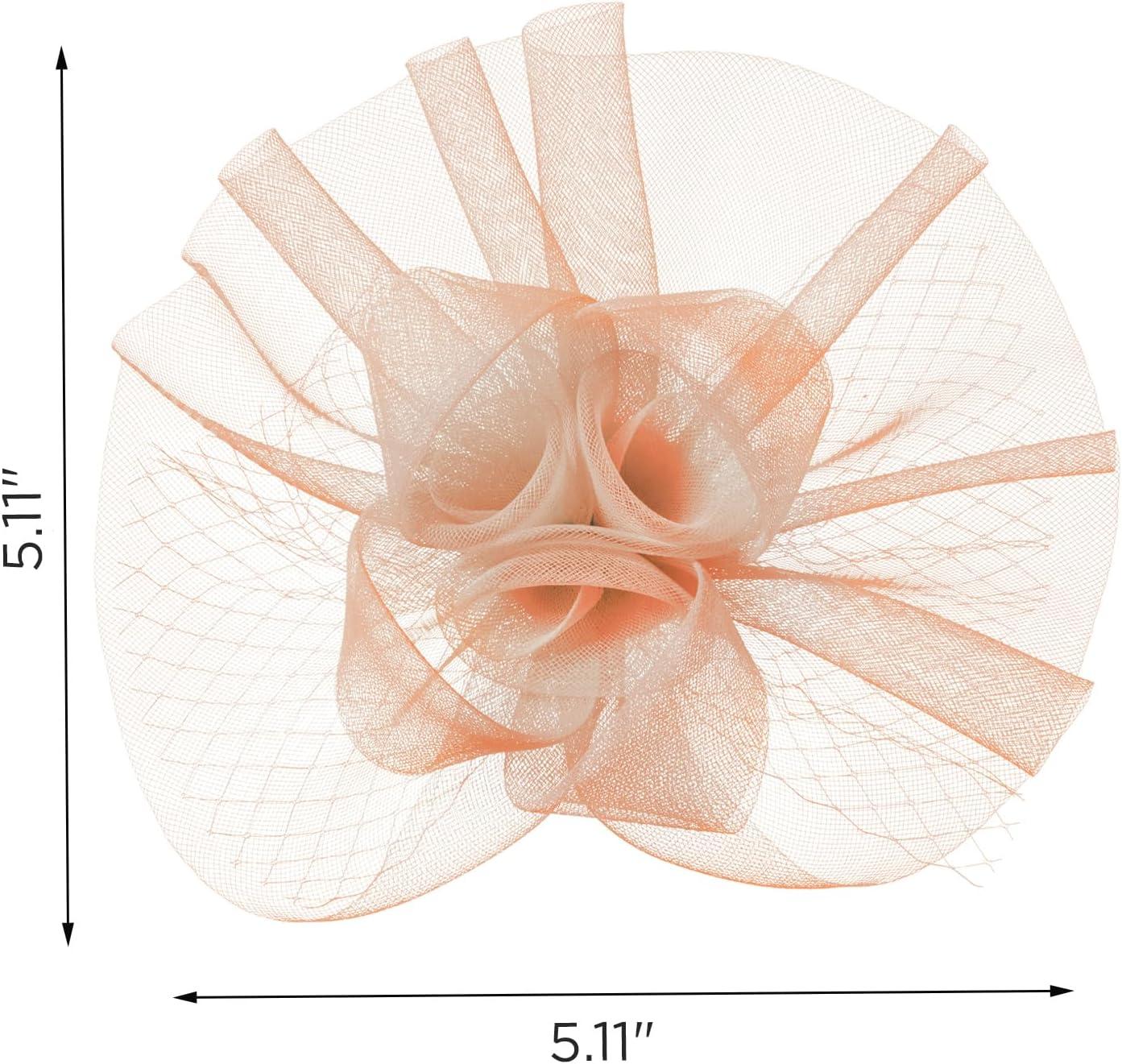 imageSWEETV Flower Fascinators Tea Party Hats for Women Formal Headwear for Kentucky Derby Cocktail Wedding Fancy Dress PartyPeach