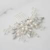 imageSWEETV Bridal Hair Comb Bendable Pearl Crystal Hair Accessory Leaf Hair Piece Vintage Wedding Hair Accessories for Brides Bridesmaids Women GirlsSliver01