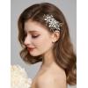 imageSWEETV Bridal Hair Comb Bendable Pearl Crystal Hair Accessory Leaf Hair Piece Vintage Wedding Hair Accessories for Brides Bridesmaids Women GirlsSliver01