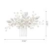 imageSWEETV Bridal Hair Comb Bendable Pearl Crystal Hair Accessory Leaf Hair Piece Vintage Wedding Hair Accessories for Brides Bridesmaids Women GirlsSliver01