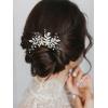 imageSWEETV Bridal Hair Comb Bendable Pearl Crystal Hair Accessory Leaf Hair Piece Vintage Wedding Hair Accessories for Brides Bridesmaids Women GirlsSliver01