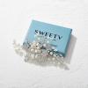 imageSWEETV Bridal Hair Comb Clip Pin Rhinestone Pearl Wedding Hair Accessories for Bride Bridesmaid Silver01Silver